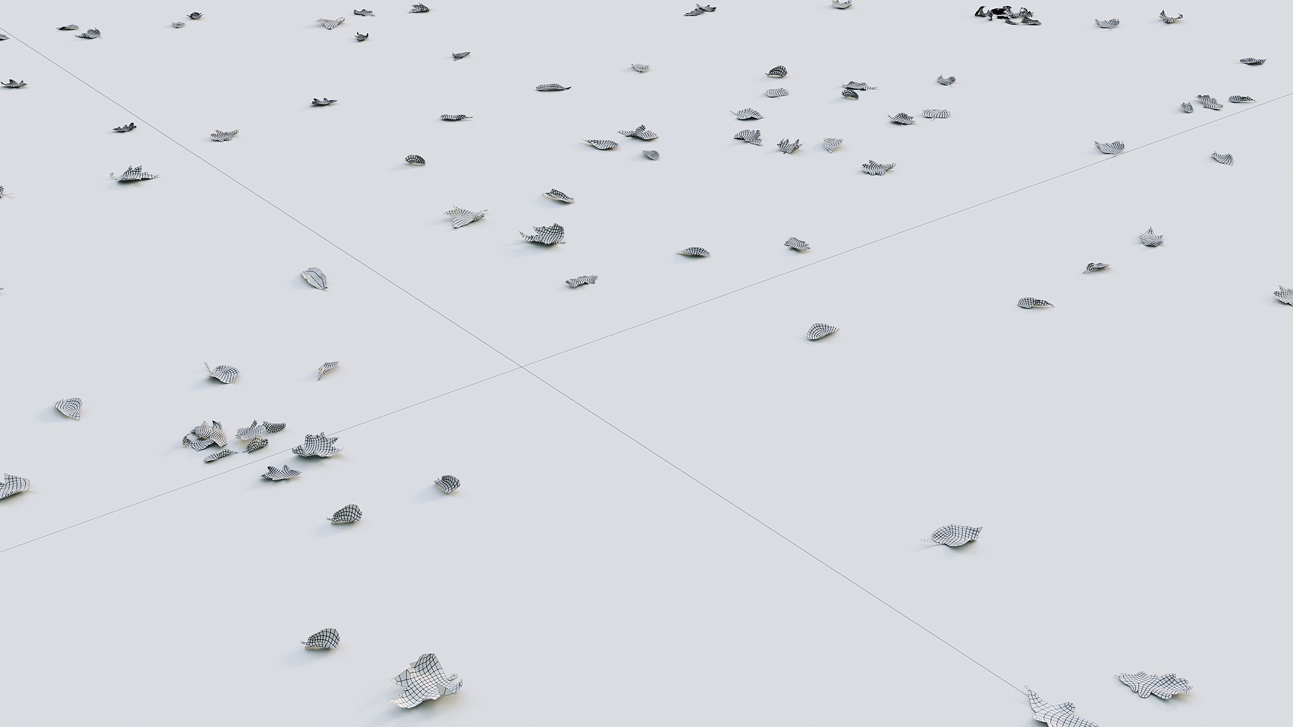 Wet asphalt with leaves 3D model_7