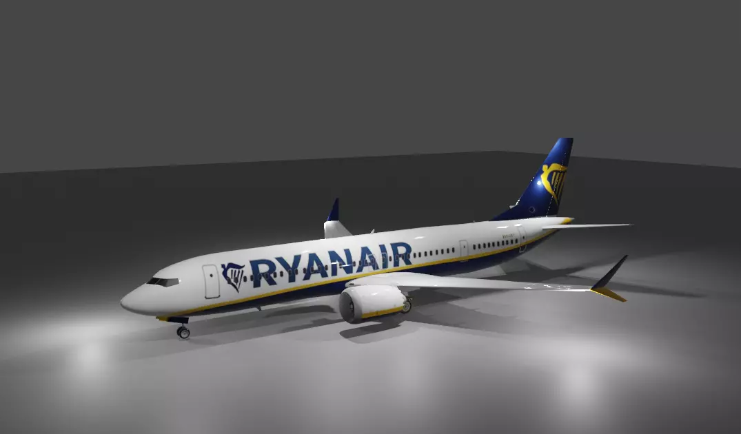 Ryanair Boeing 737 max 200 3d model Low-poly 3D model