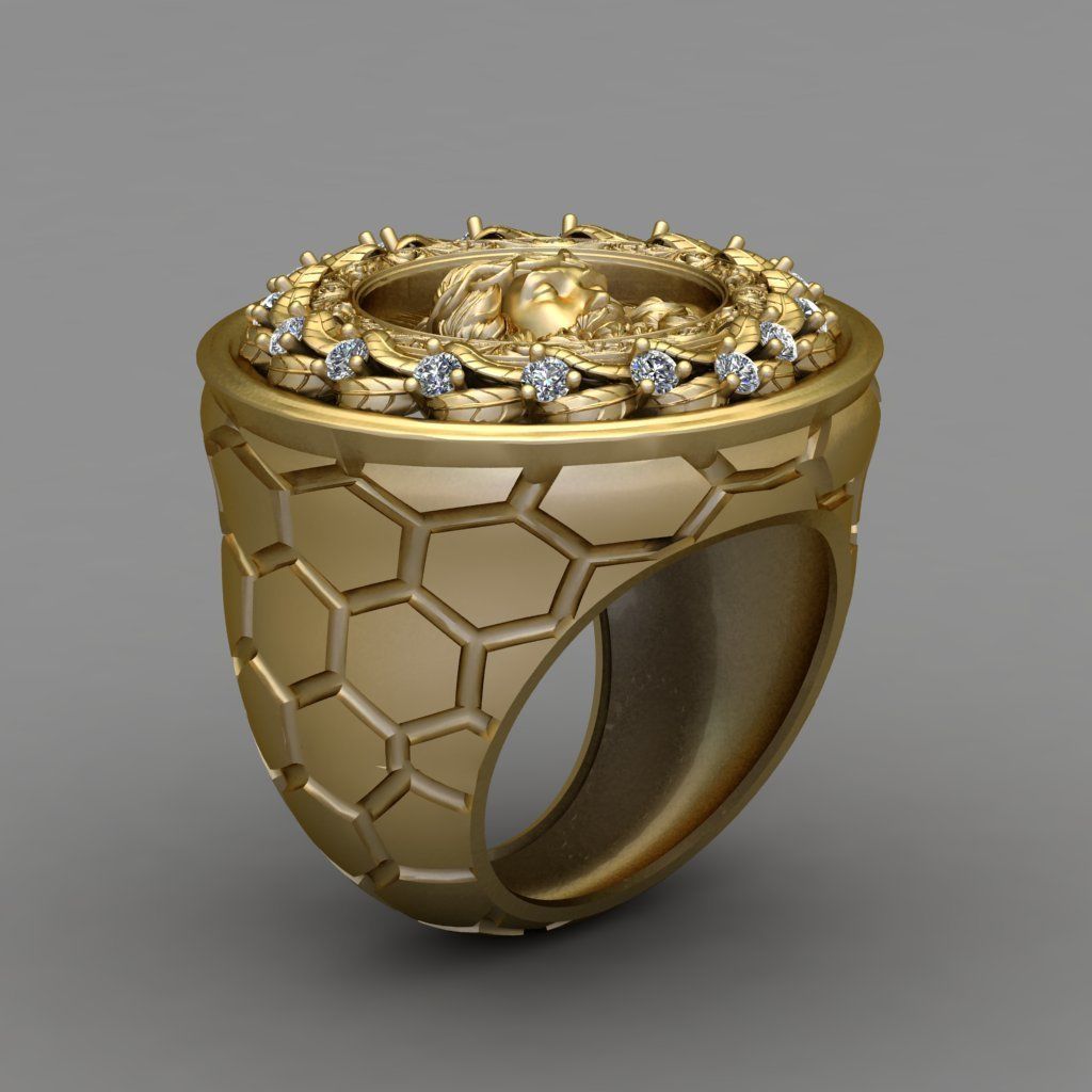 Jesus Diamond Ring 3d Print Model  3D print model_1