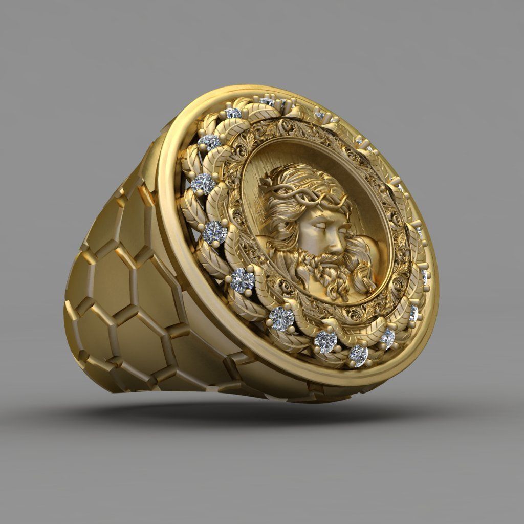 Jesus Diamond Ring 3d Print Model  3D print model_5