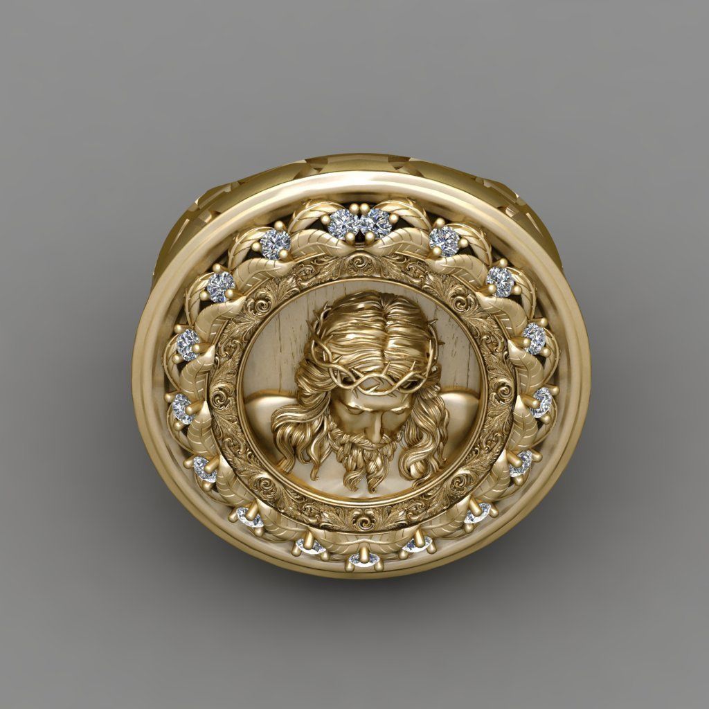 Jesus Diamond Ring 3d Print Model  3D print model_4