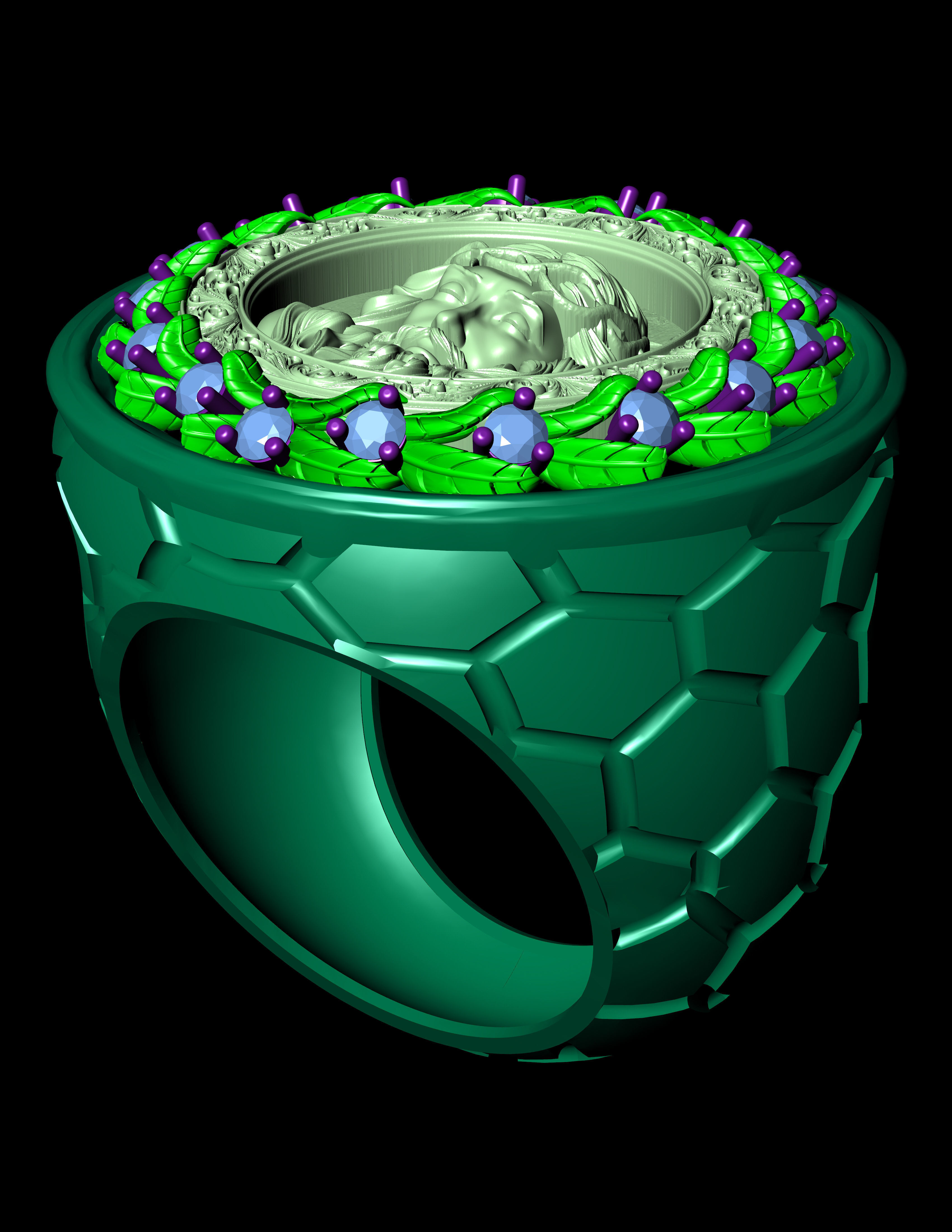 Jesus Diamond Ring 3d Print Model  3D print model_12