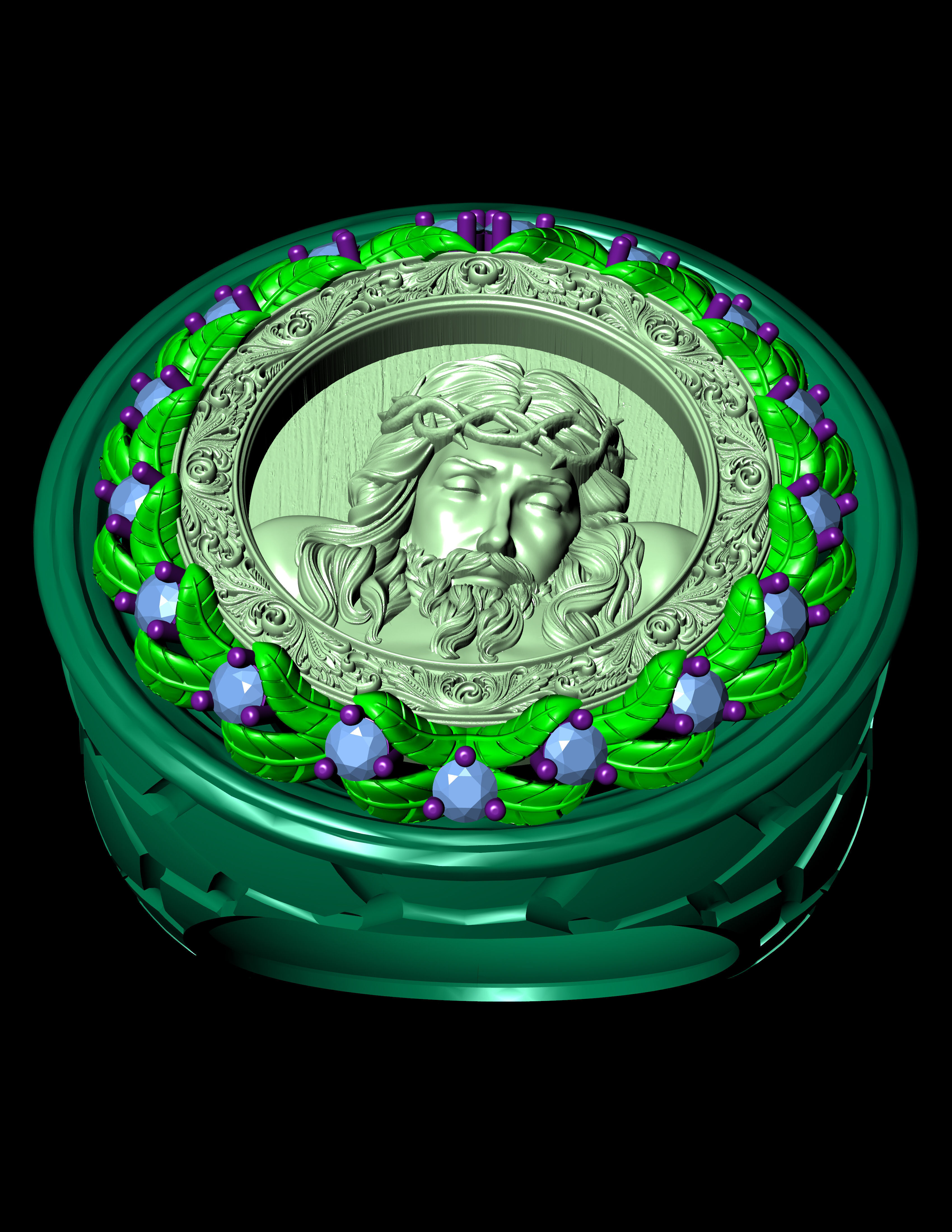 Jesus Diamond Ring 3d Print Model  3D print model_11