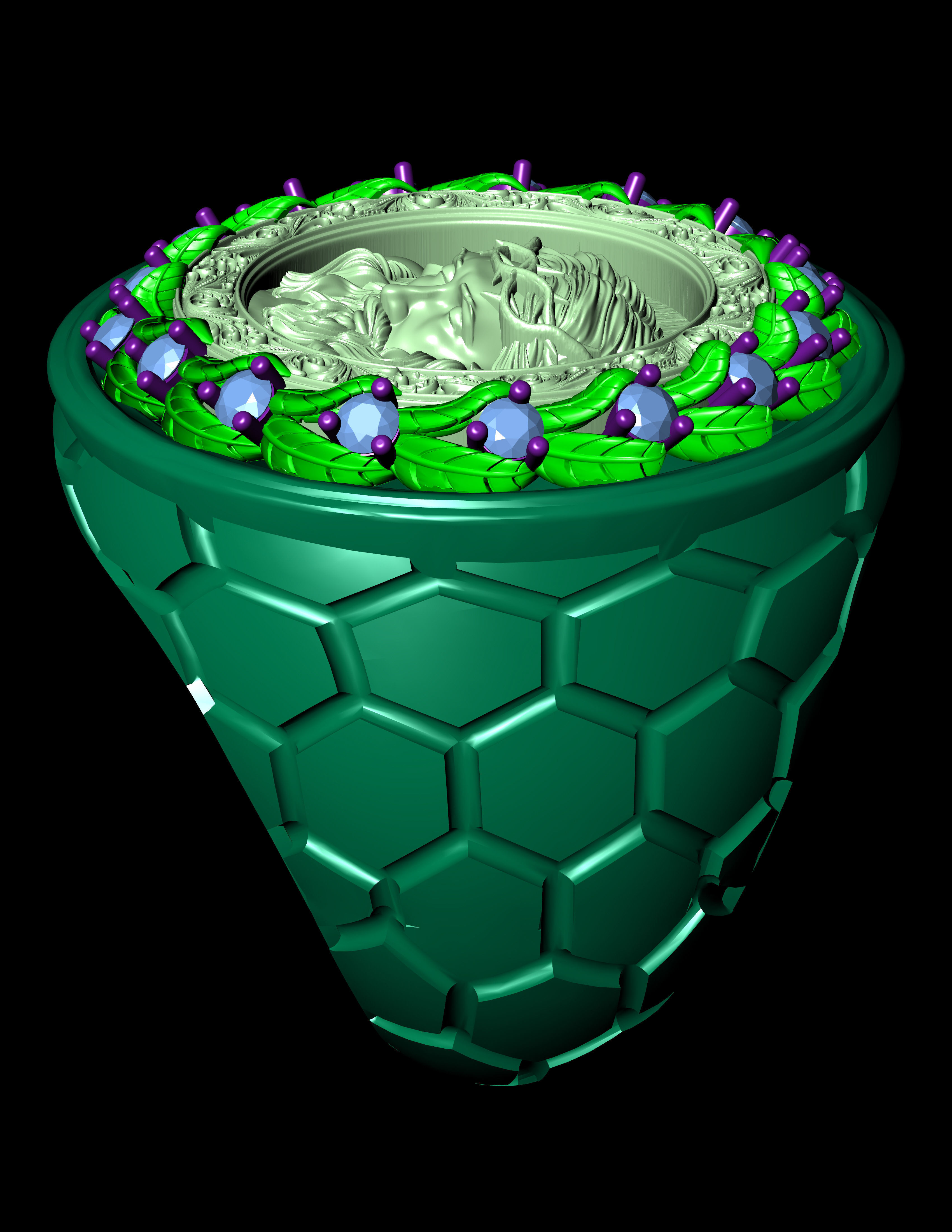 Jesus Diamond Ring 3d Print Model  3D print model_13