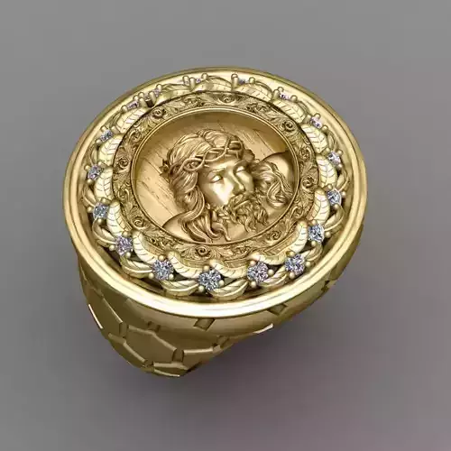 Jesus Diamond Ring 3d Print Model 