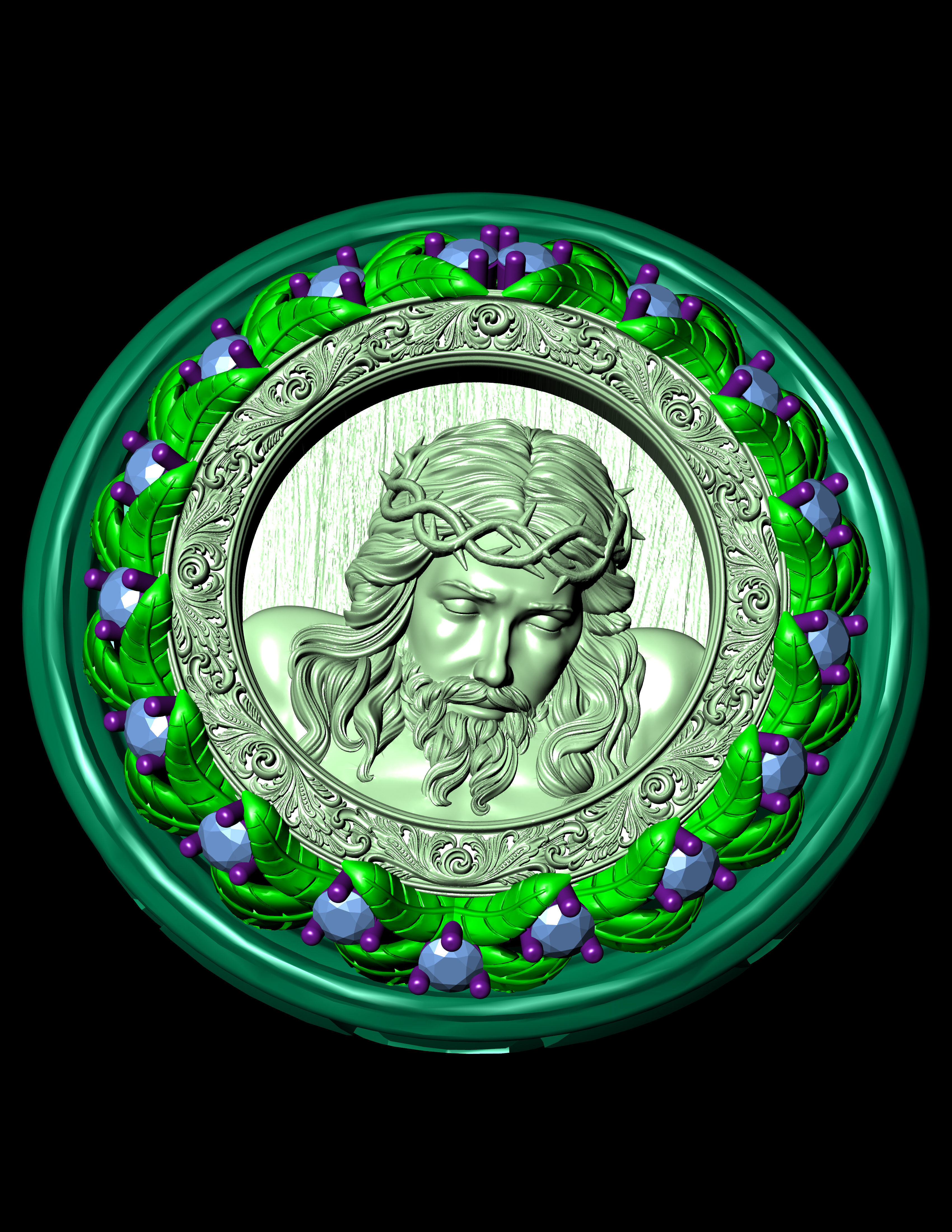 Jesus Diamond Ring 3d Print Model  3D print model_14