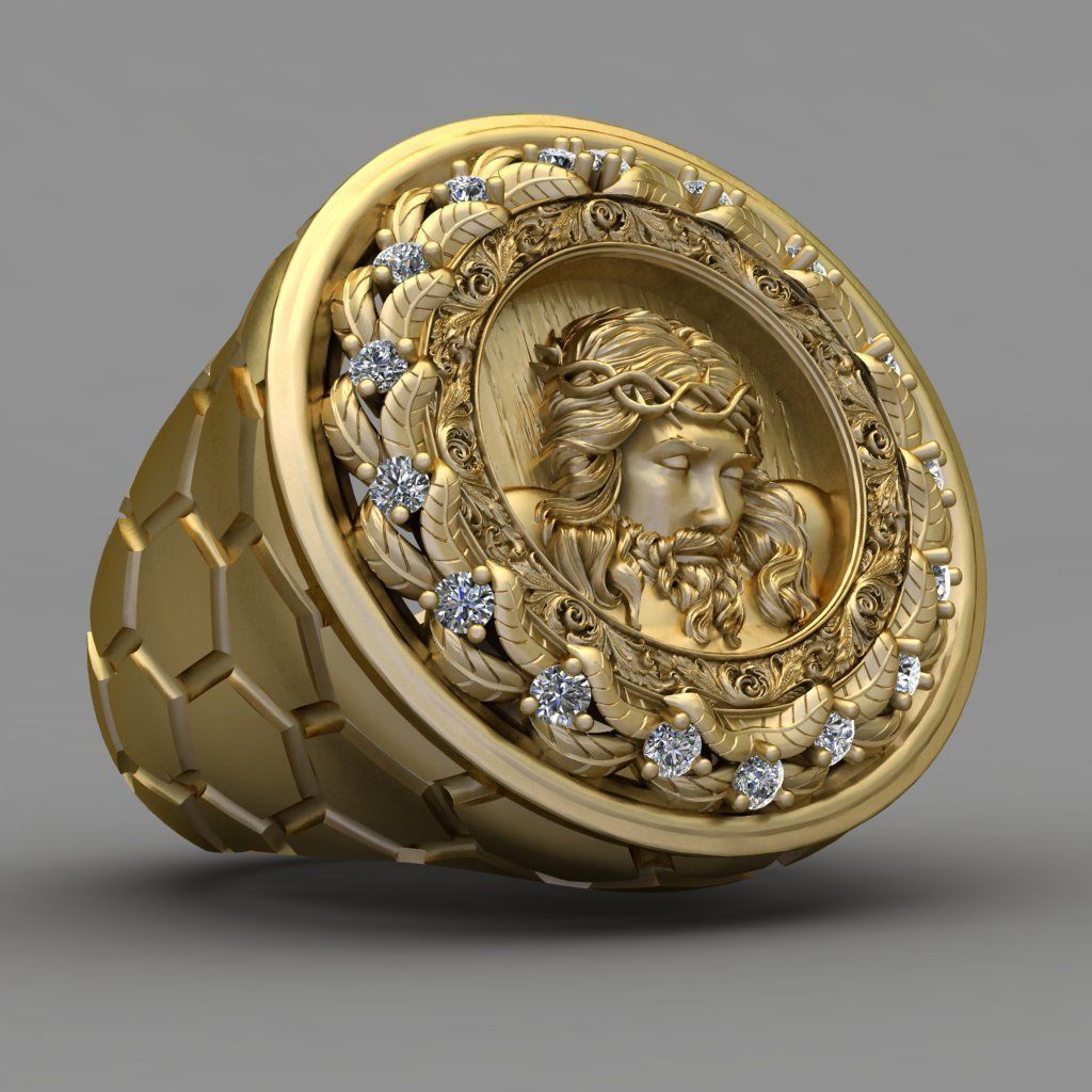 Jesus Diamond Ring 3d Print Model  3D print model_3