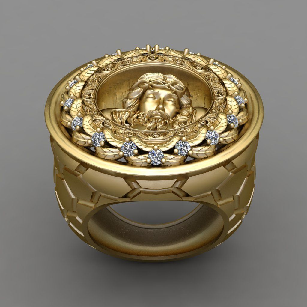 Jesus Diamond Ring 3d Print Model  3D print model_2
