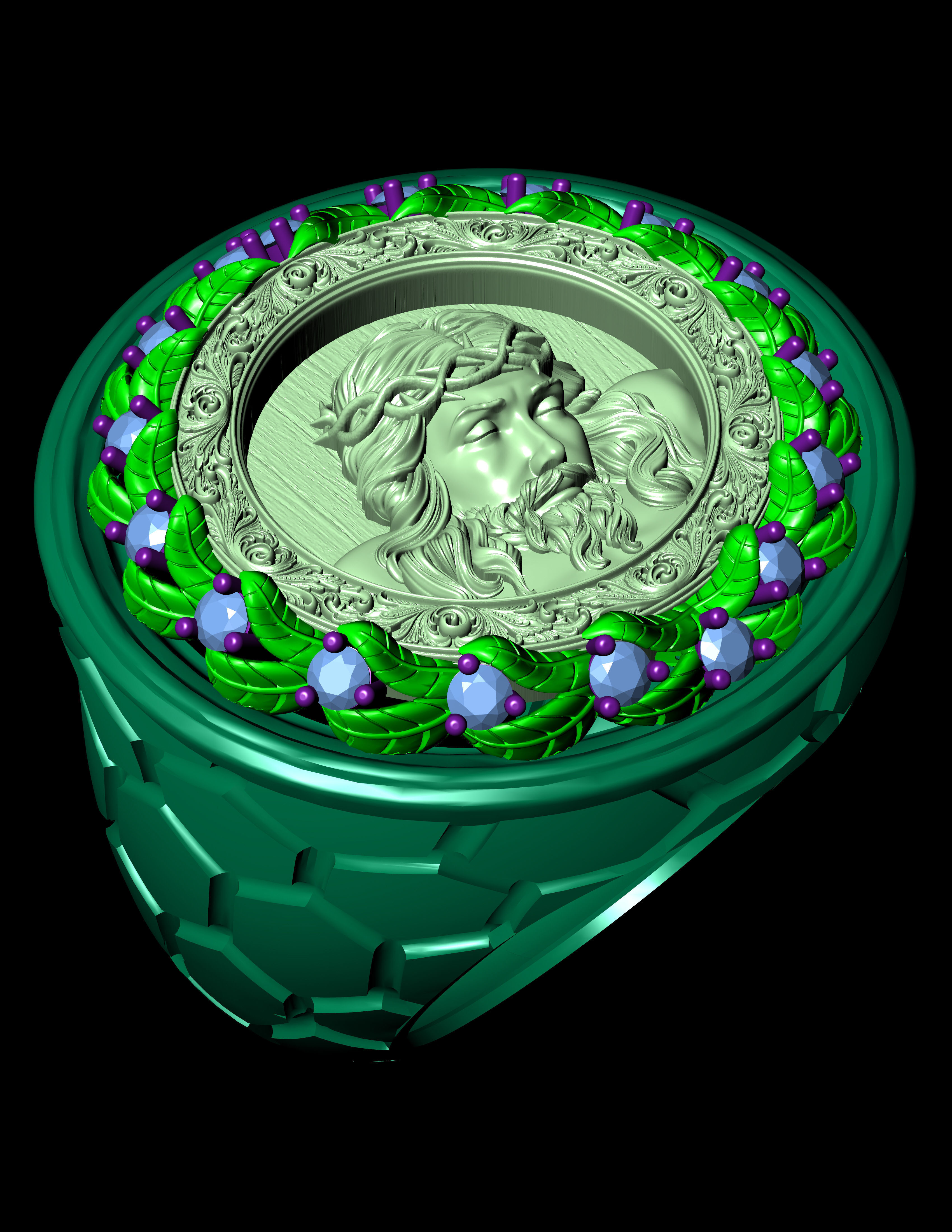 Jesus Diamond Ring 3d Print Model  3D print model_10