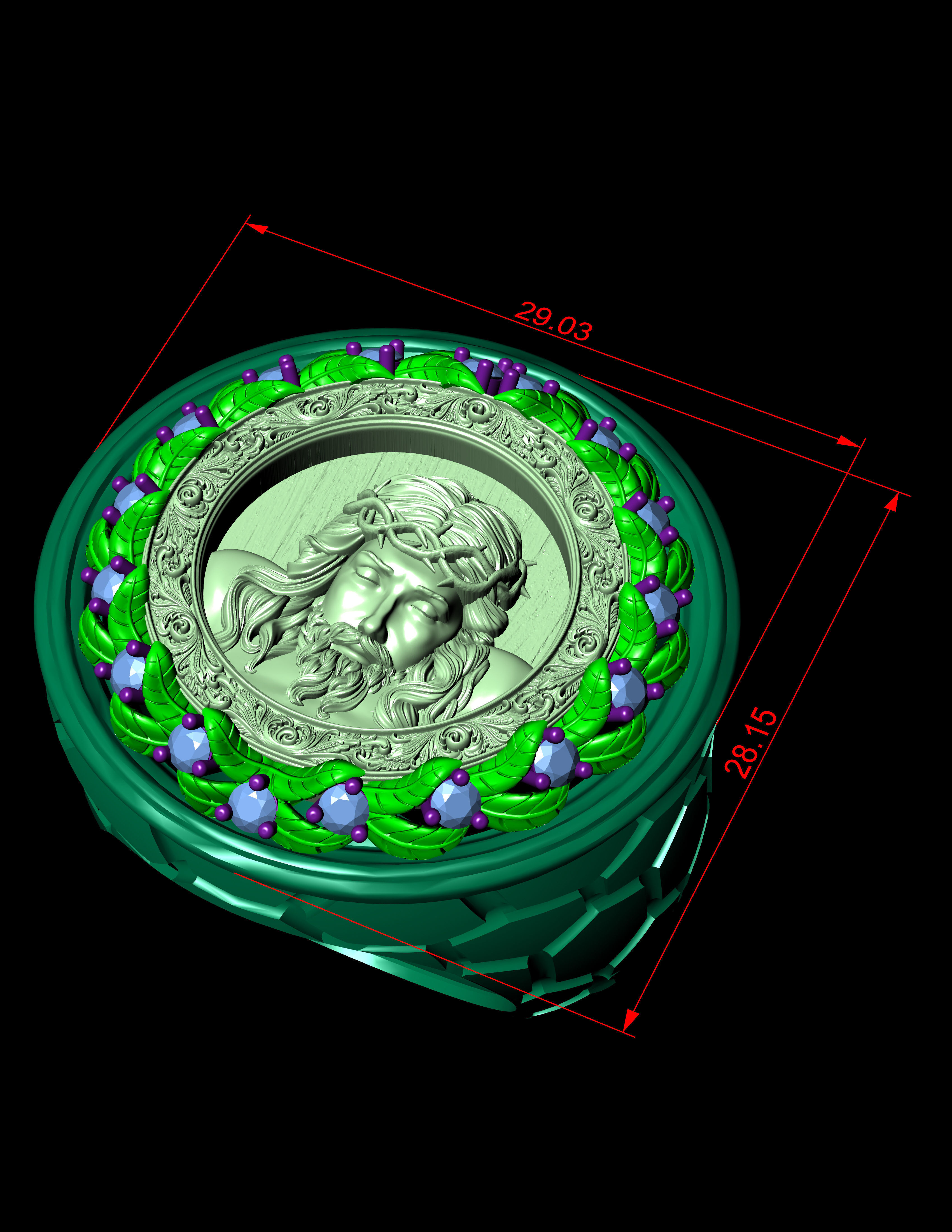 Jesus Diamond Ring 3d Print Model  3D print model_9