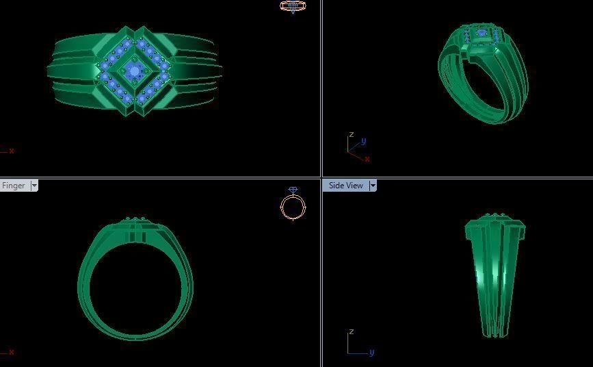 man daimond ring 3D print model_9