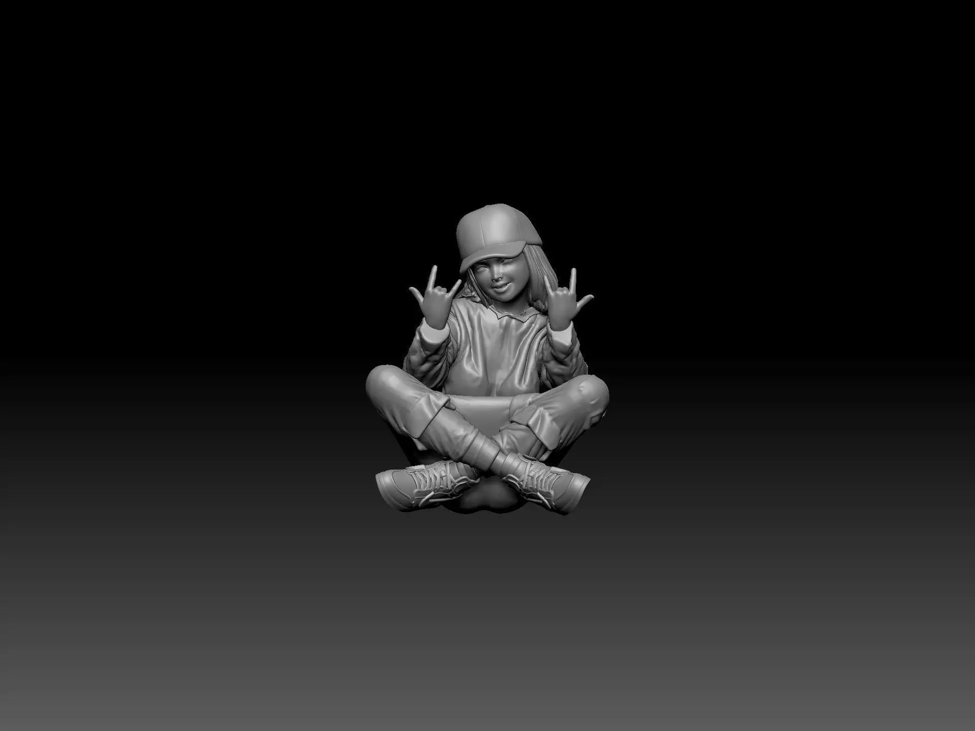 young girl 3 3D print model_0