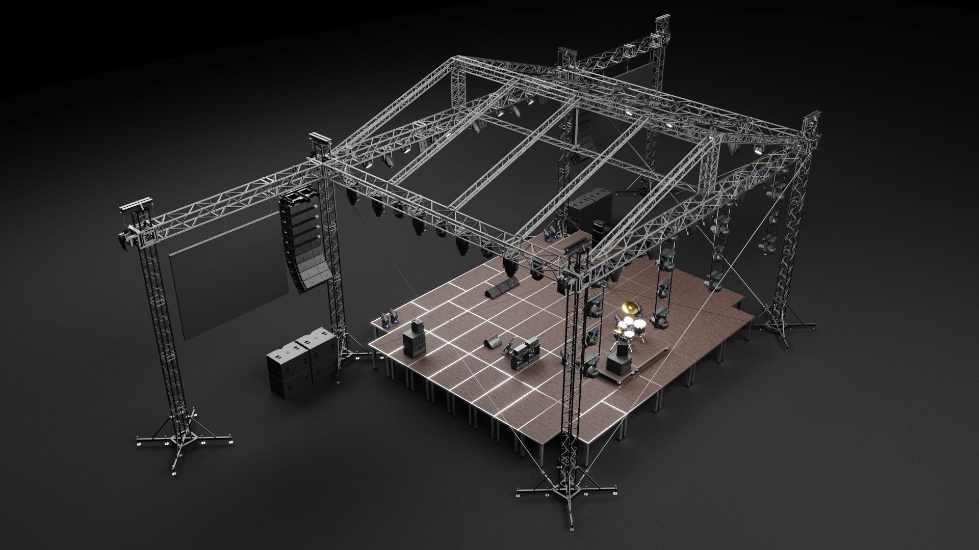 Concert Stage Set Full Detail 3D model_12