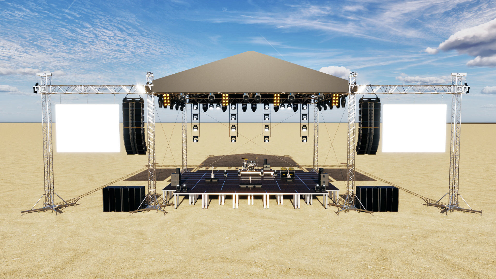 Concert Stage Set Full Detail 3D model_1