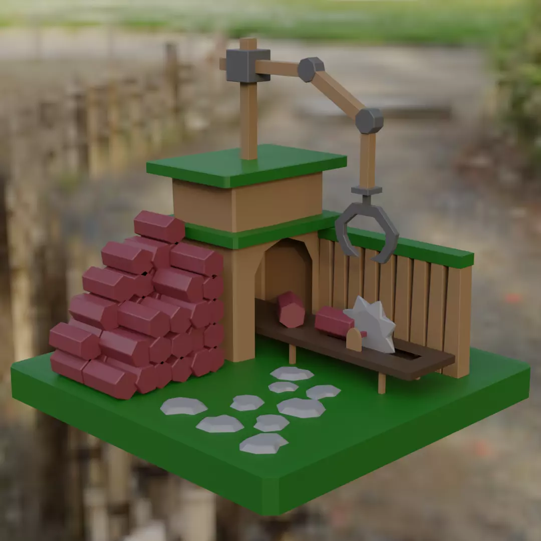 sawmill Free low-poly 3D model