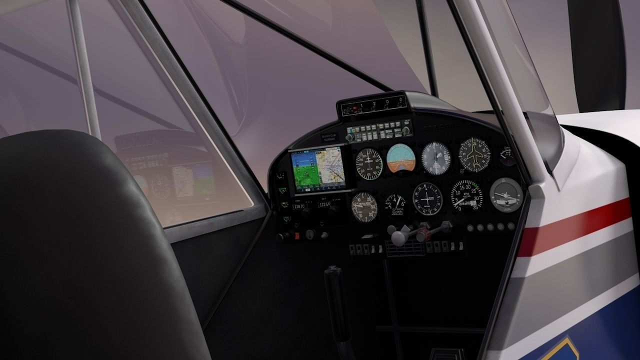 Piper Super Cub Bushplane Civil Air Patrol Low-poly 3D model_11