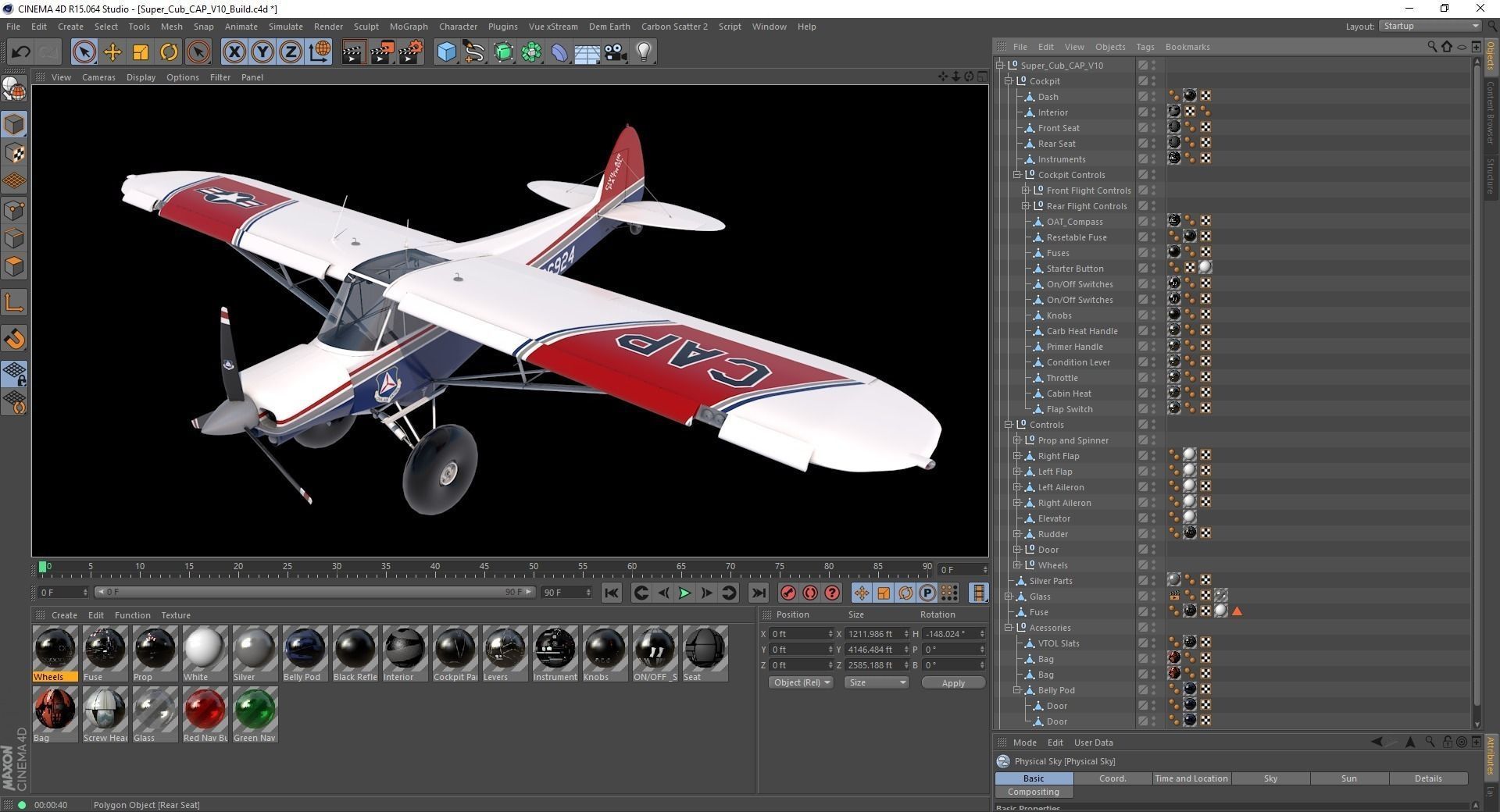 Piper Super Cub Bushplane Civil Air Patrol Low-poly 3D model_19
