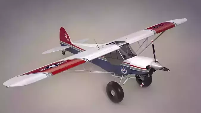 Piper Super Cub Bushplane Civil Air Patrol Low-poly 3D model
