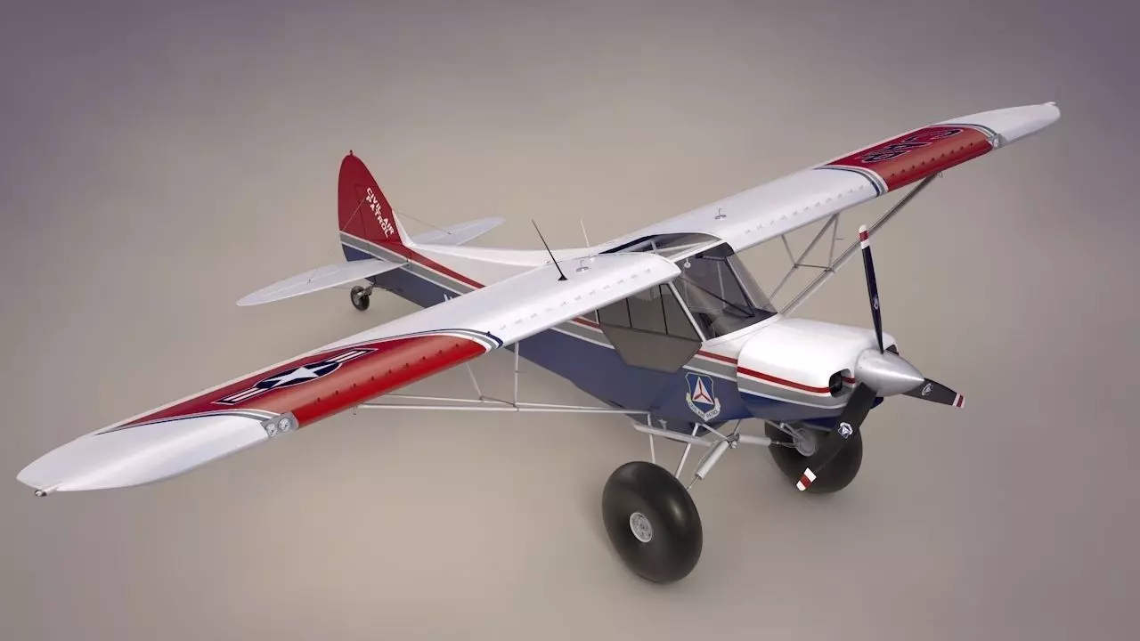 Piper Super Cub Bushplane Civil Air Patrol Low-poly 3D model_0