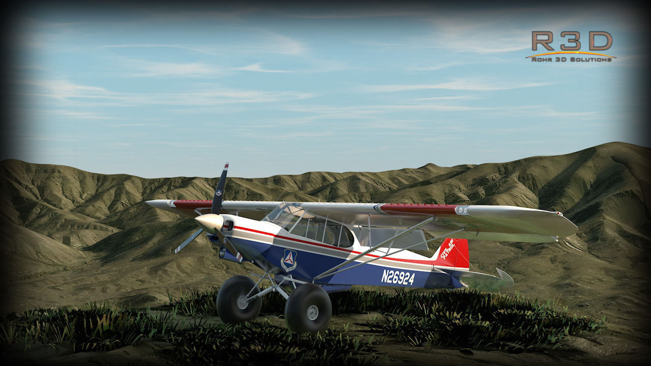 Piper Super Cub Bushplane Civil Air Patrol Low-poly 3D model_17
