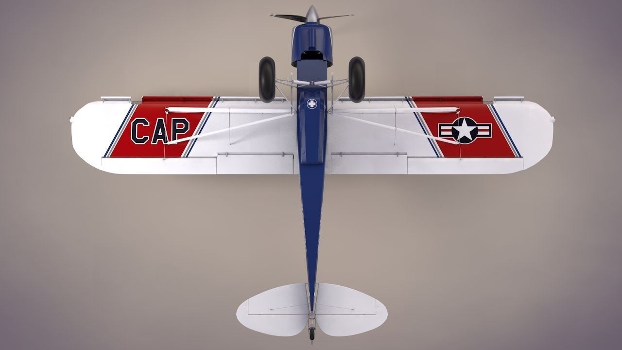 Piper Super Cub Bushplane Civil Air Patrol Low-poly 3D model_12