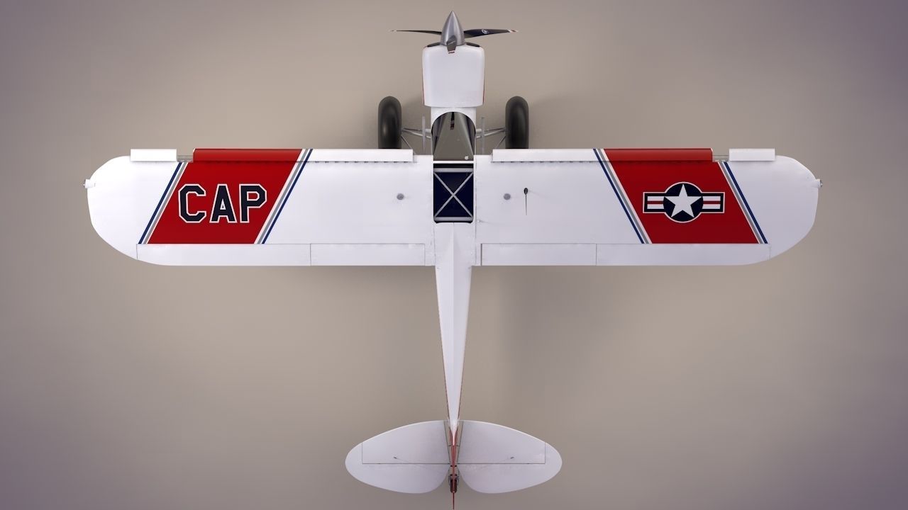 Piper Super Cub Bushplane Civil Air Patrol Low-poly 3D model_13