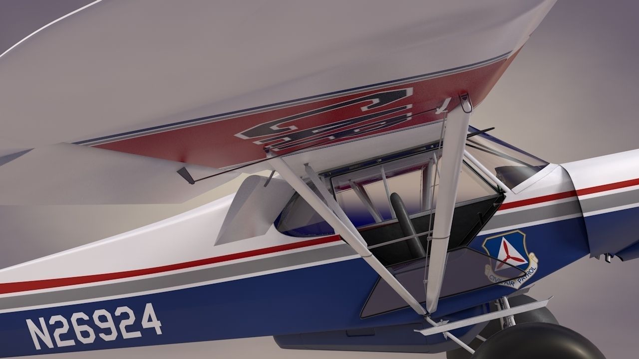 Piper Super Cub Bushplane Civil Air Patrol Low-poly 3D model_10