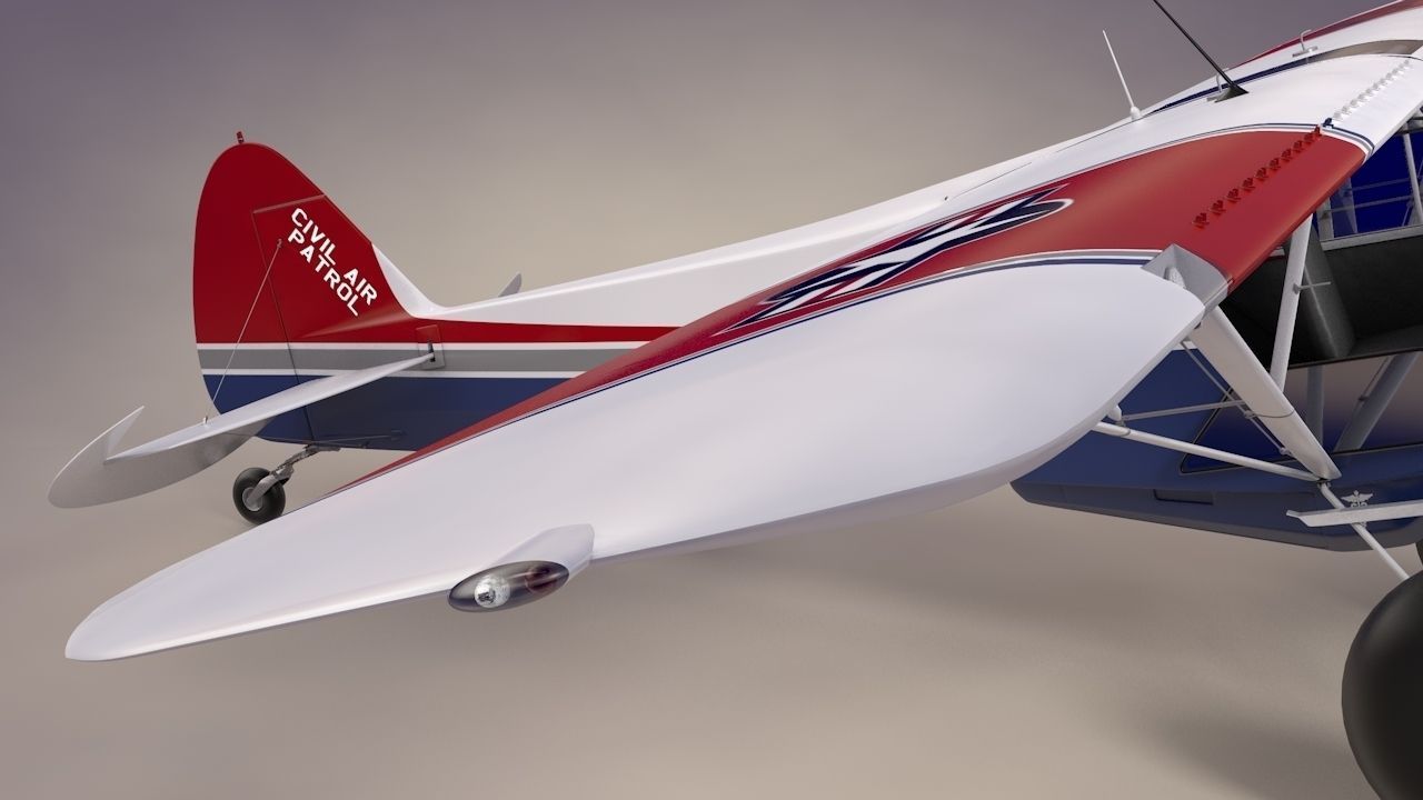 Piper Super Cub Bushplane Civil Air Patrol Low-poly 3D model_8