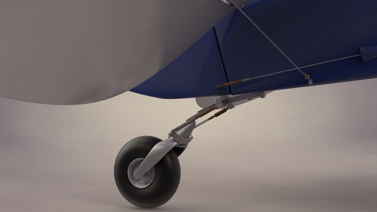 Piper Super Cub Bushplane Civil Air Patrol Low-poly 3D model_9