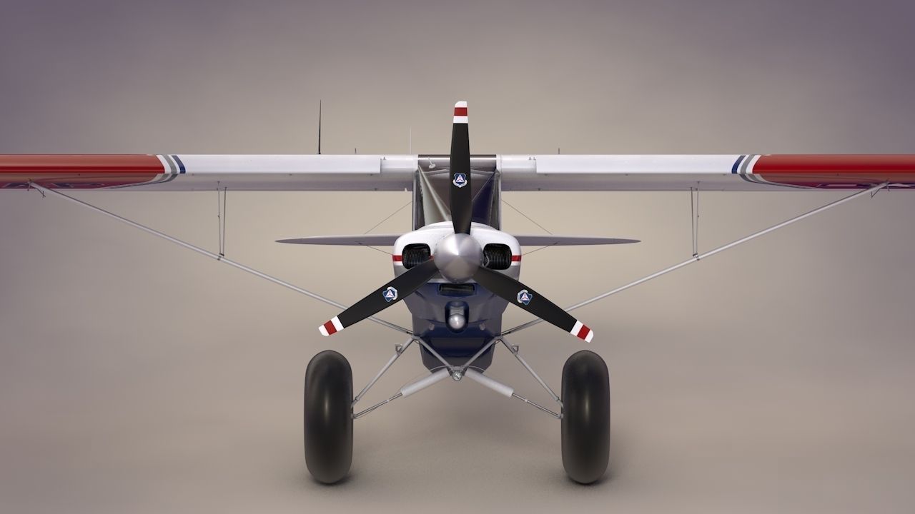 Piper Super Cub Bushplane Civil Air Patrol Low-poly 3D model_3