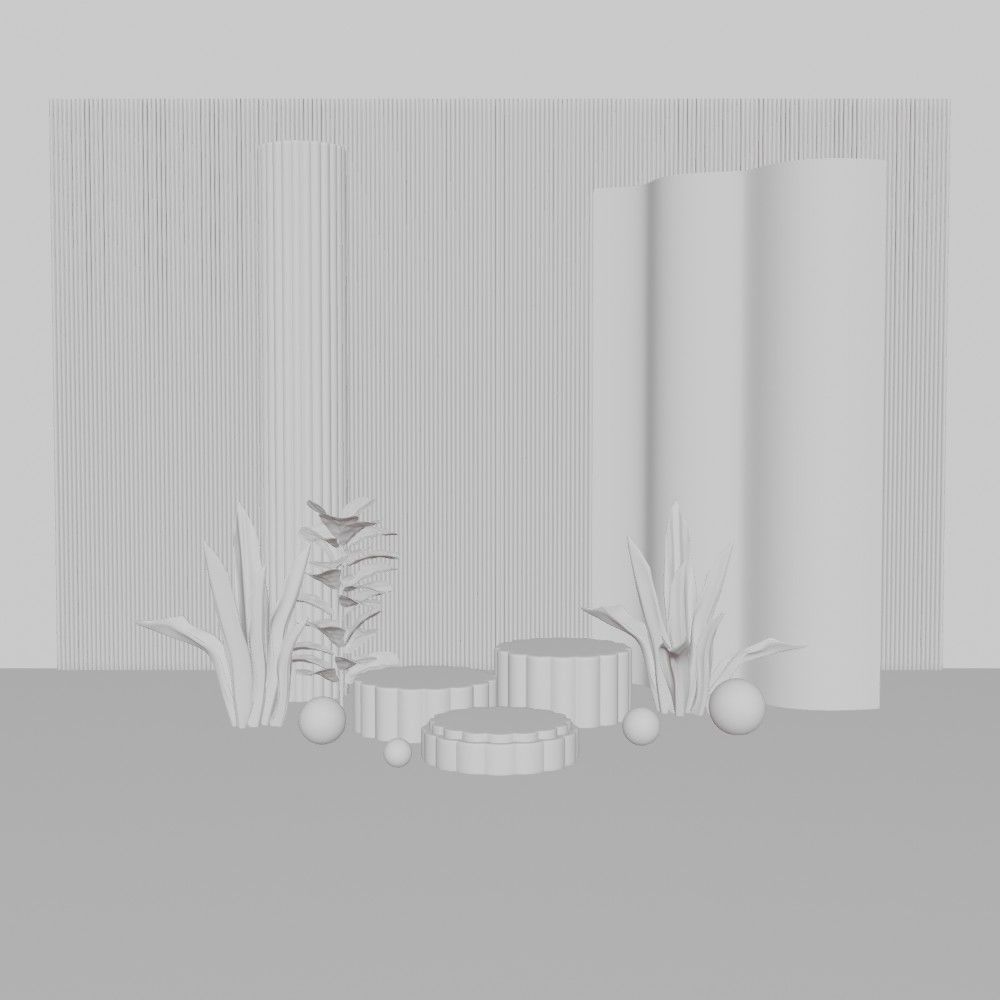 Display stand for decorative goods with rose gold plant 3D model_9