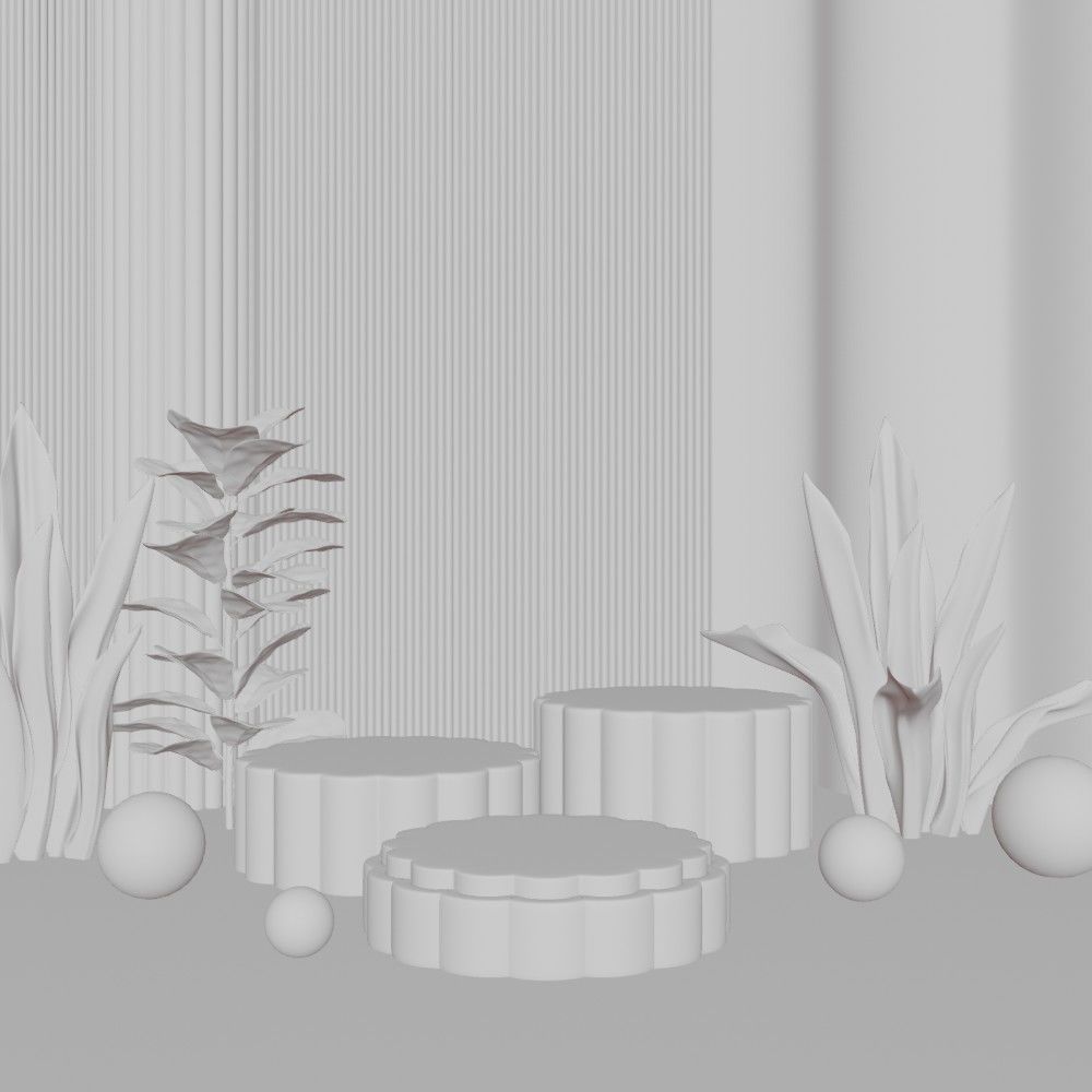 Display stand for decorative goods with rose gold plant 3D model_8