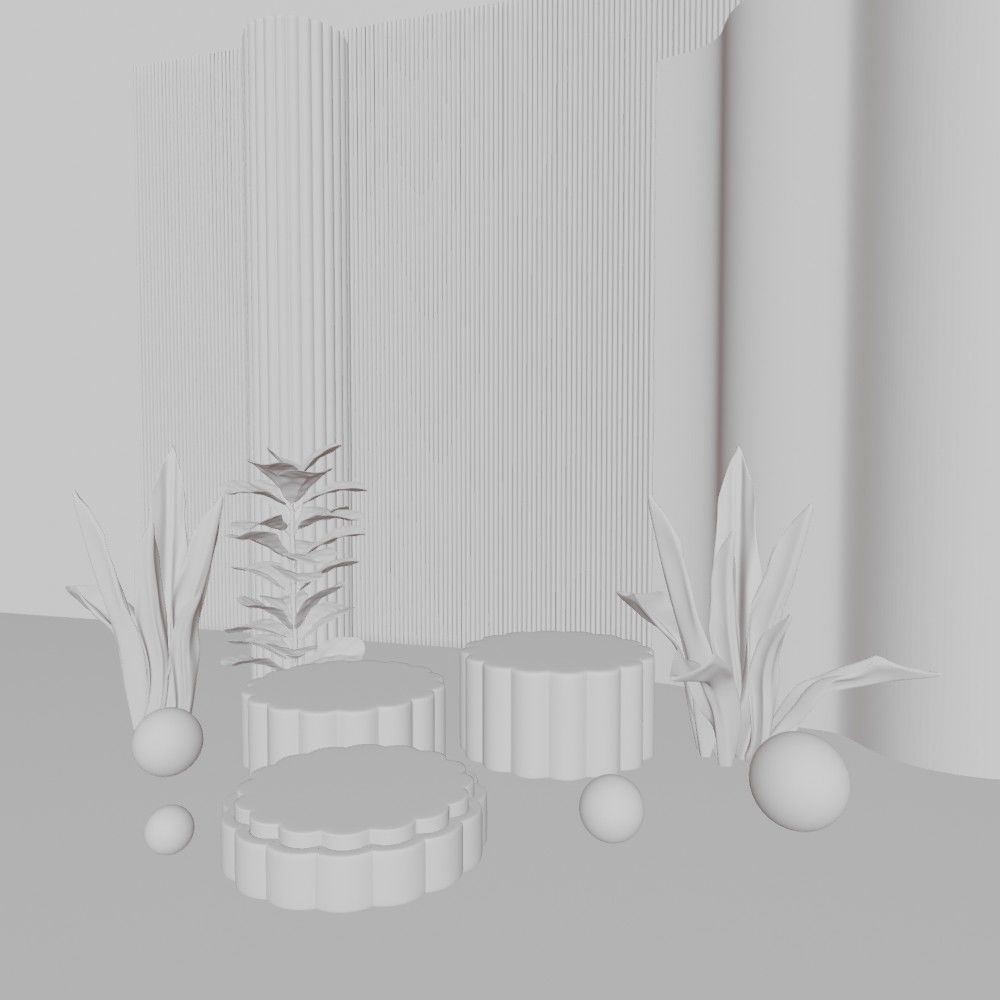 Display stand for decorative goods with rose gold plant 3D model_13