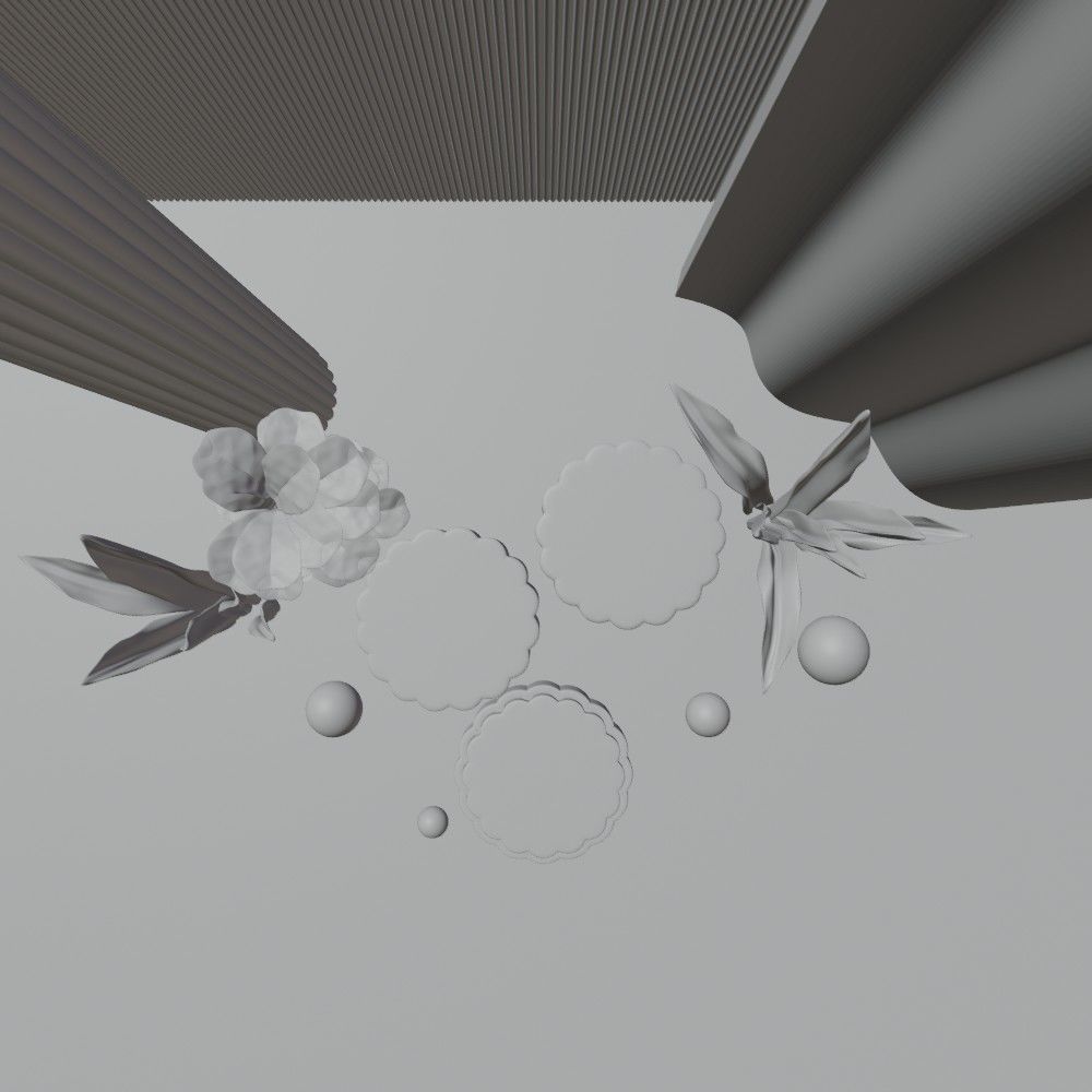 Display stand for decorative goods with rose gold plant 3D model_14