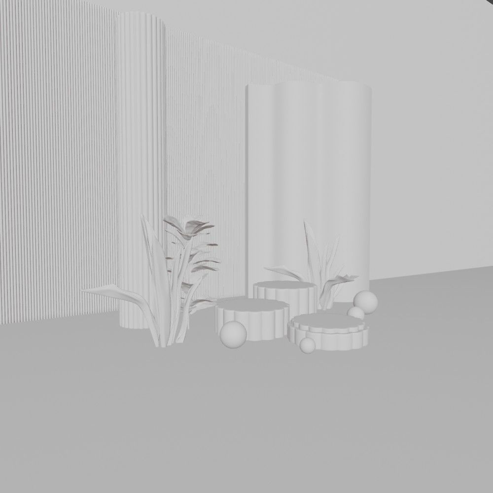 Display stand for decorative goods with rose gold plant 3D model_10