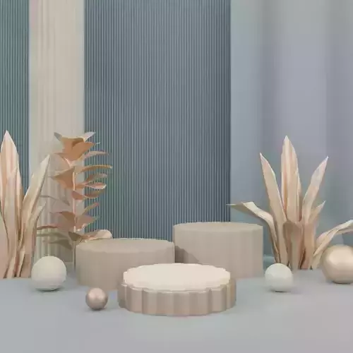 Display stand for decorative goods with rose gold plant 3D model