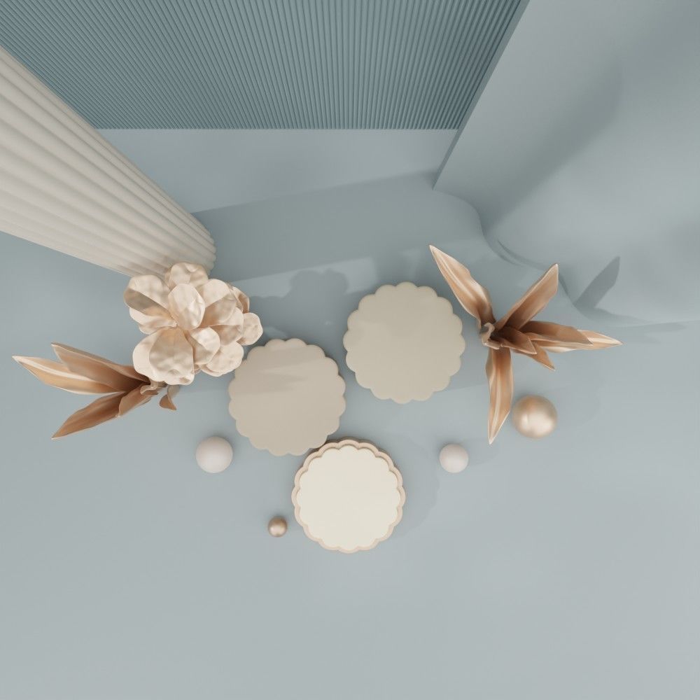 Display stand for decorative goods with rose gold plant 3D model_7