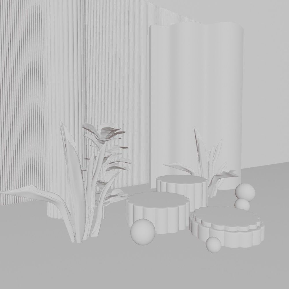 Display stand for decorative goods with rose gold plant 3D model_11