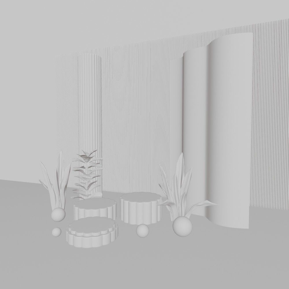 Display stand for decorative goods with rose gold plant 3D model_12