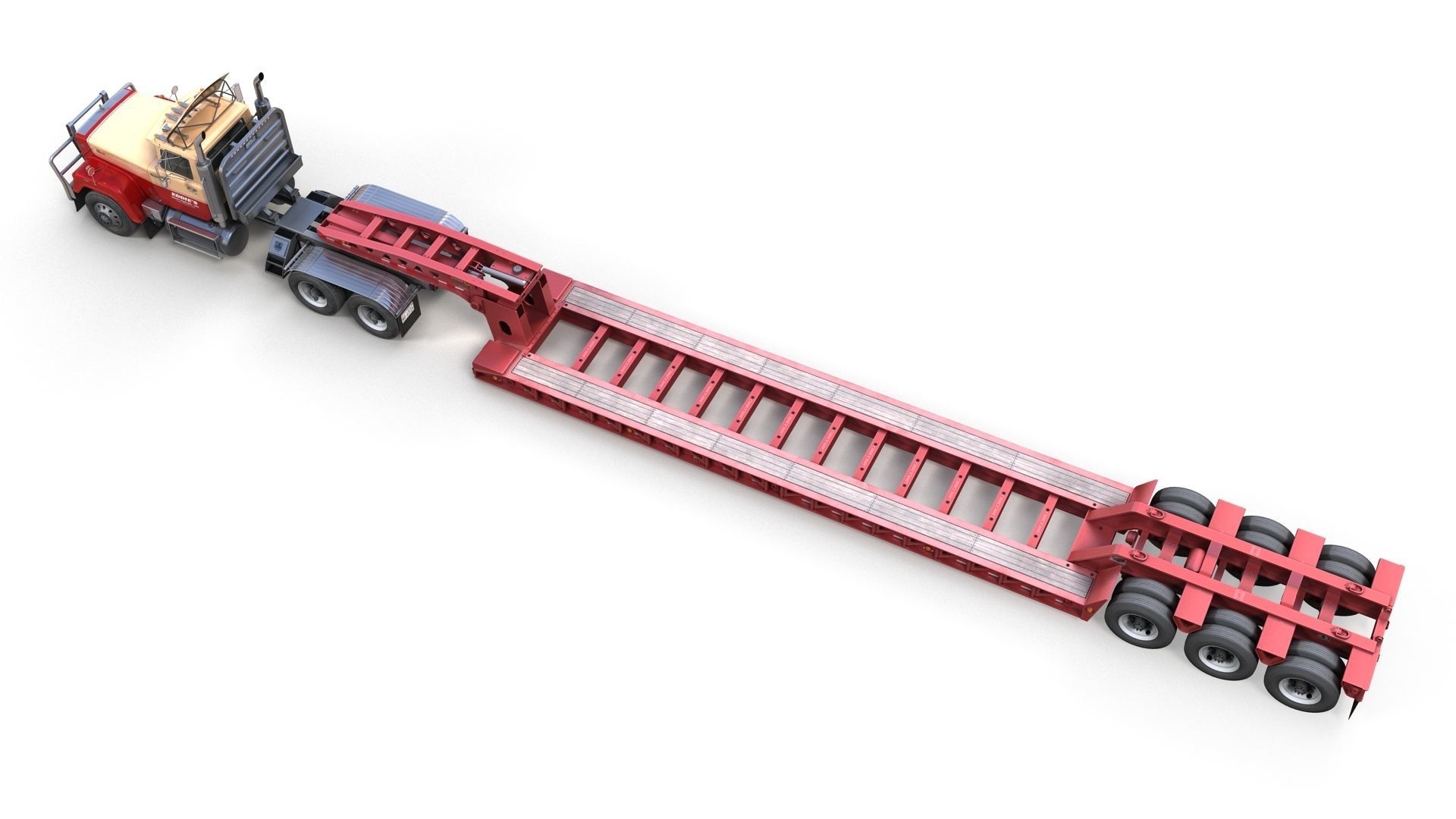 SuperLiner Lowboy trailer Low-poly 3D model_10