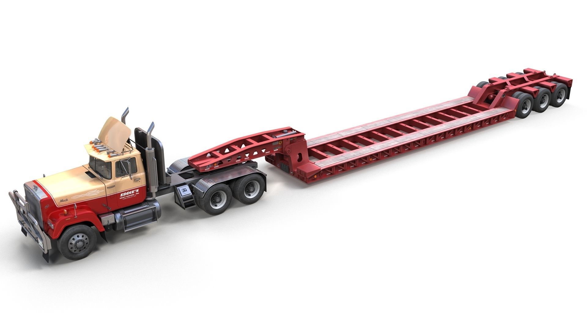 SuperLiner Lowboy trailer Low-poly 3D model_11