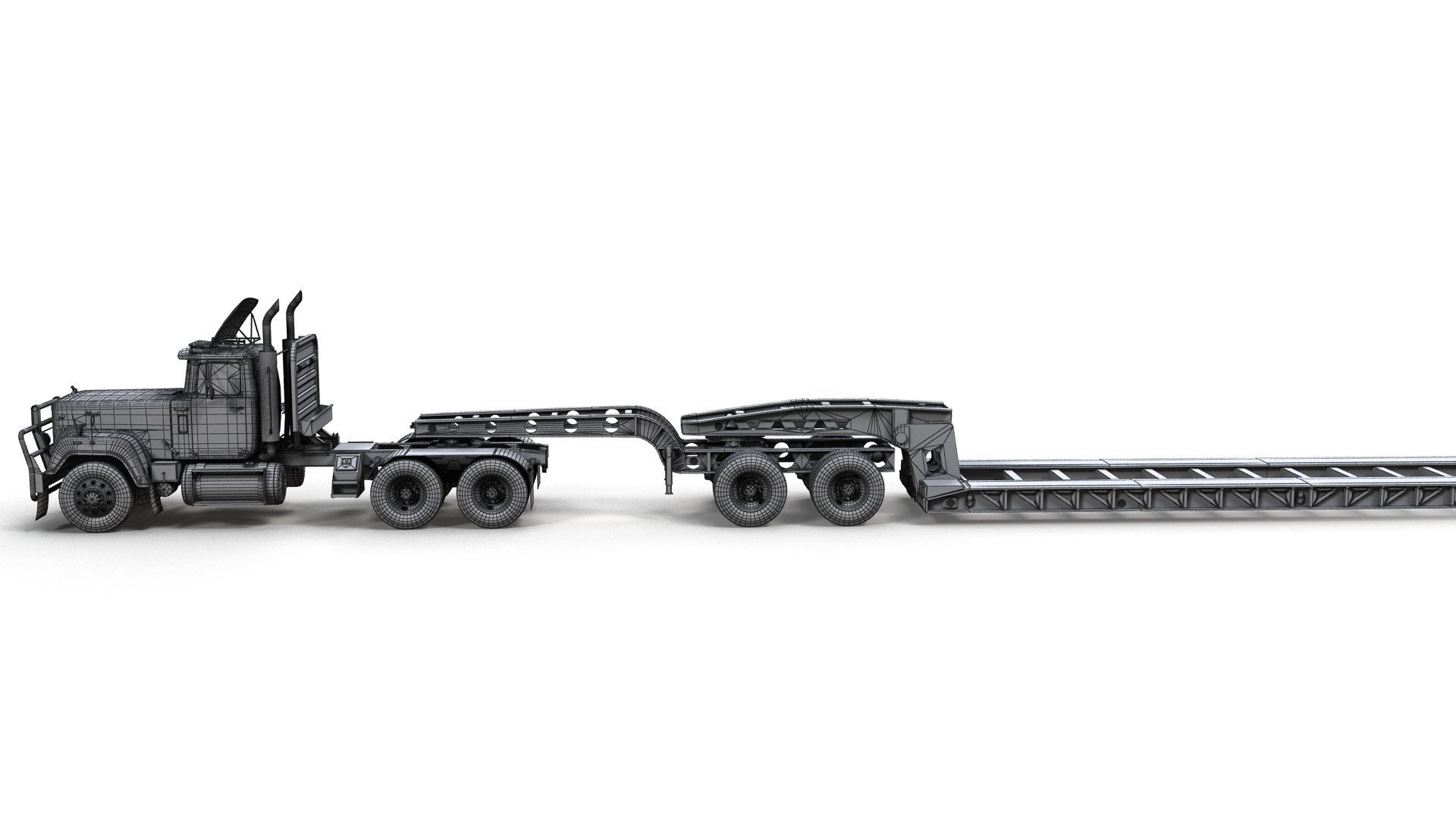 SuperLiner Lowboy trailer Low-poly 3D model_17