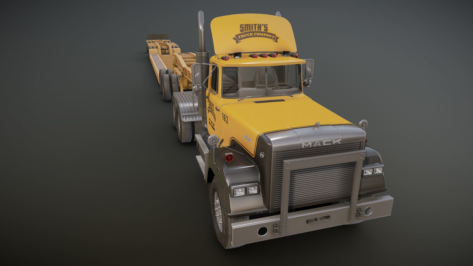 SuperLiner Lowboy trailer Low-poly 3D model_30