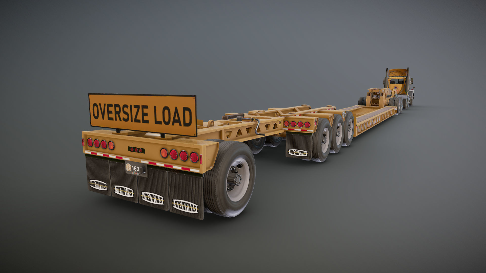 SuperLiner Lowboy trailer Low-poly 3D model_26