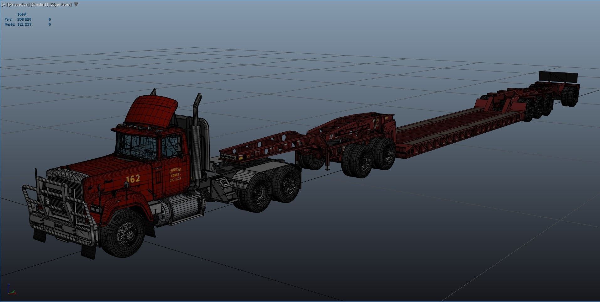 SuperLiner Lowboy trailer Low-poly 3D model_40