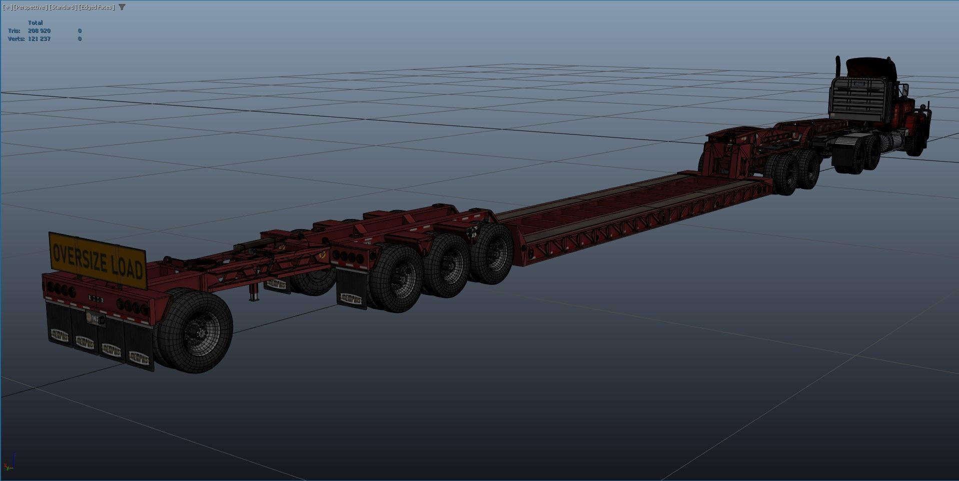 SuperLiner Lowboy trailer Low-poly 3D model_41