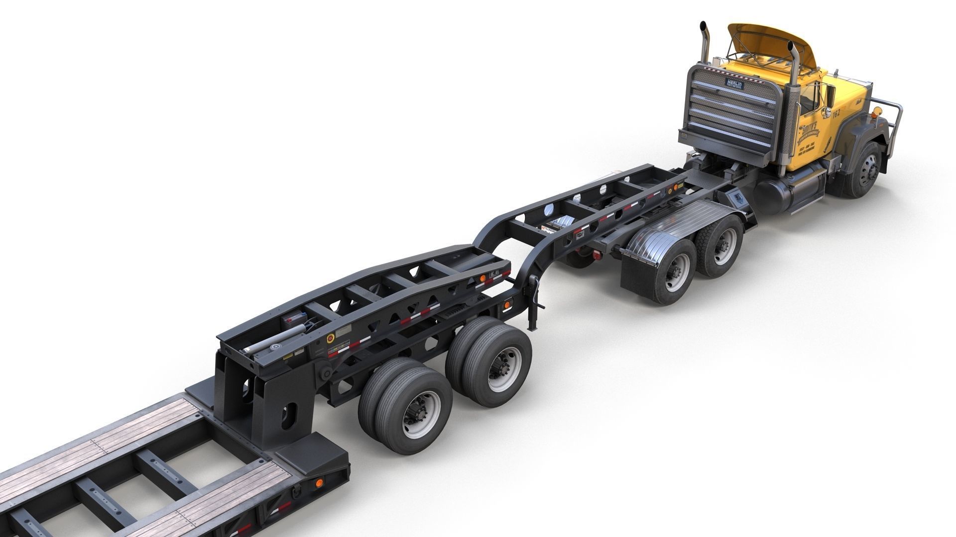 SuperLiner Lowboy trailer Low-poly 3D model_2