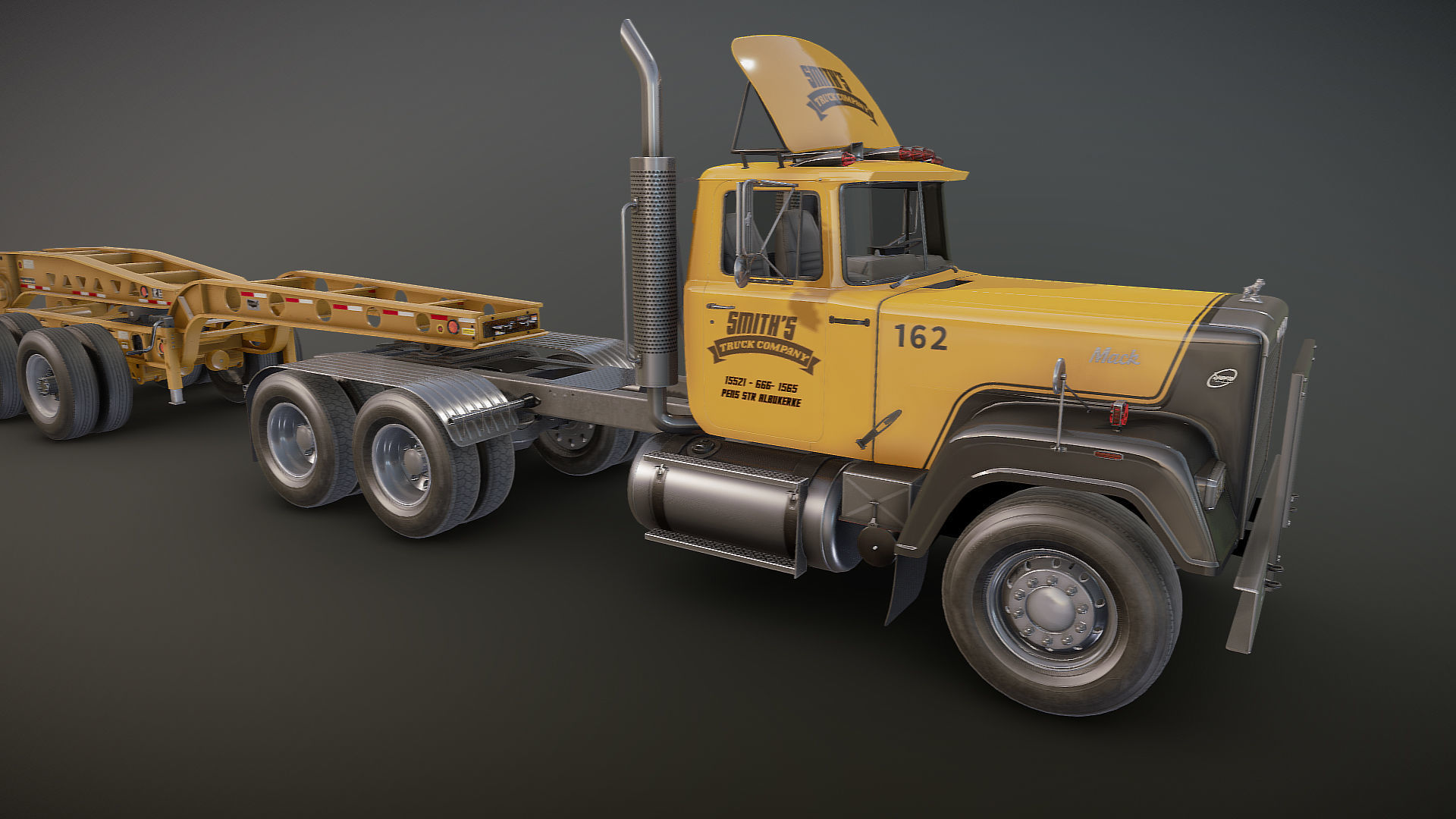 SuperLiner Lowboy trailer Low-poly 3D model_22