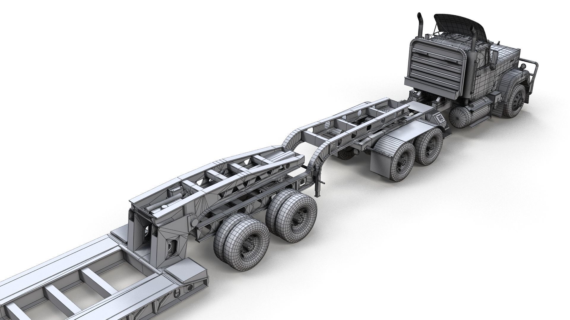 SuperLiner Lowboy trailer Low-poly 3D model_19