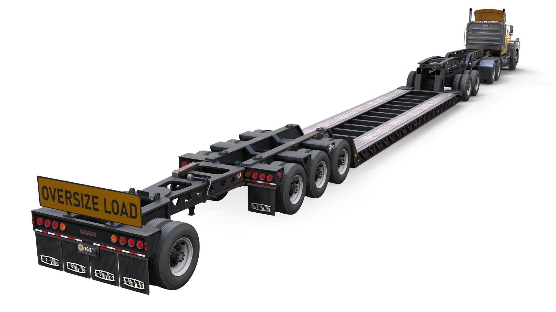 SuperLiner Lowboy trailer Low-poly 3D model_3